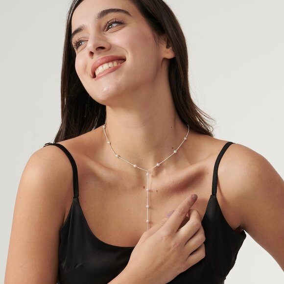 ⚡Pearl Necklace for Women 14K Gold plated White Silver plated Dainty accessories - Picture 4 of 7